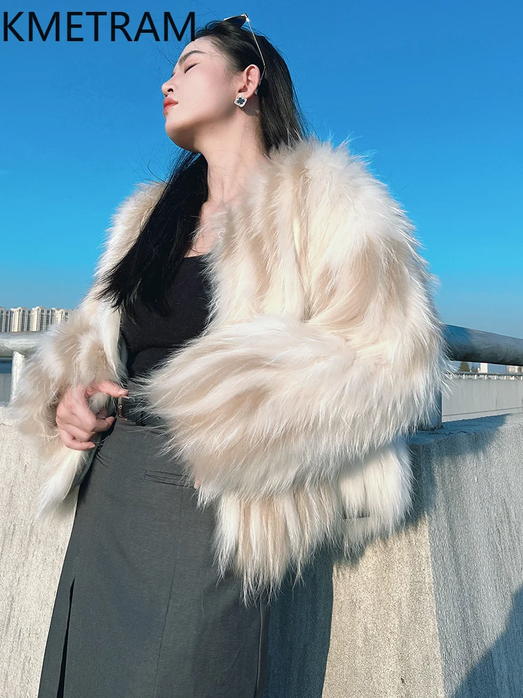 Damski płaszcz z naturalnego futra szopowego, luksusowy krótki płaszcz z prawdziwego futra na zimę 2025, odzież damska w stylu \"old money\", okrycia wierzchnie, abrigos