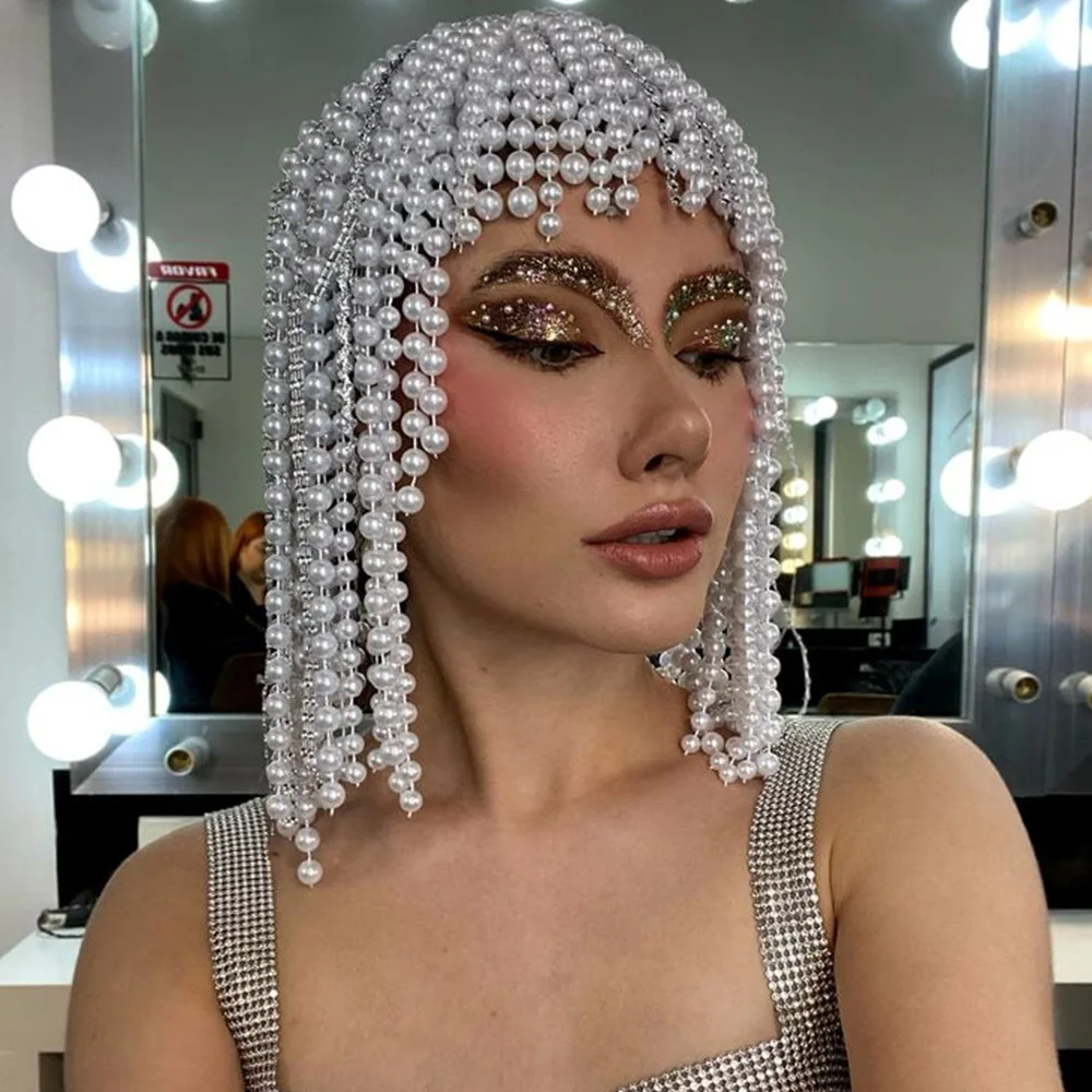 

Модный головной убор с жемчужной кисточкой, свадебные аксессуары для волос, индийские украшения, элегантная свадебная цепочка на голову, шляпа, женские подарки для выпускного вечера