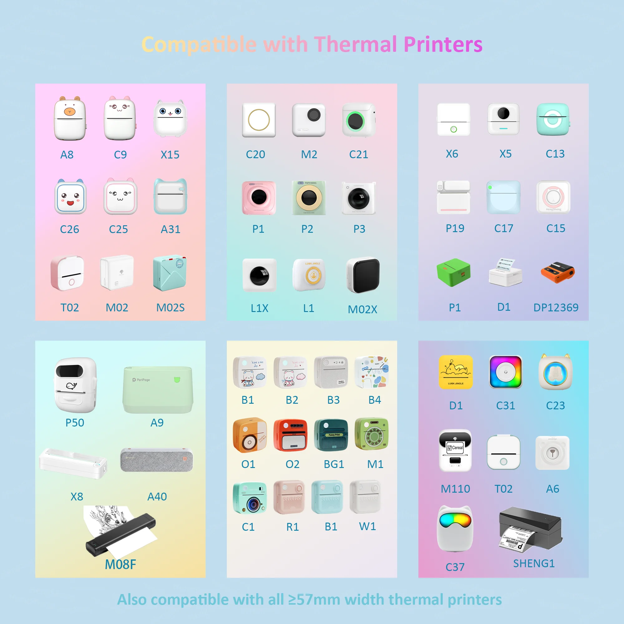 Thermal Printer Self-Adhesive Paper Colorful Sticker Paper Mini Printing Paper Roll and Printable For Preipage Thermal Printers