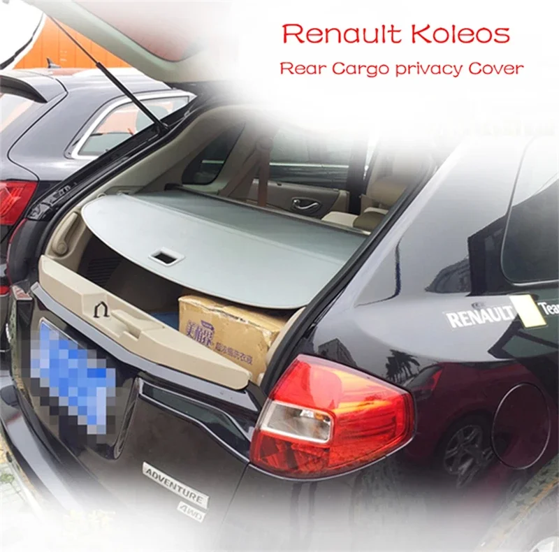 Rear Trunk Cargo Cover For Renault Koleos 2009-2015 Shield Shade Curtain Partition Board Privacy Blinds Security Accessories