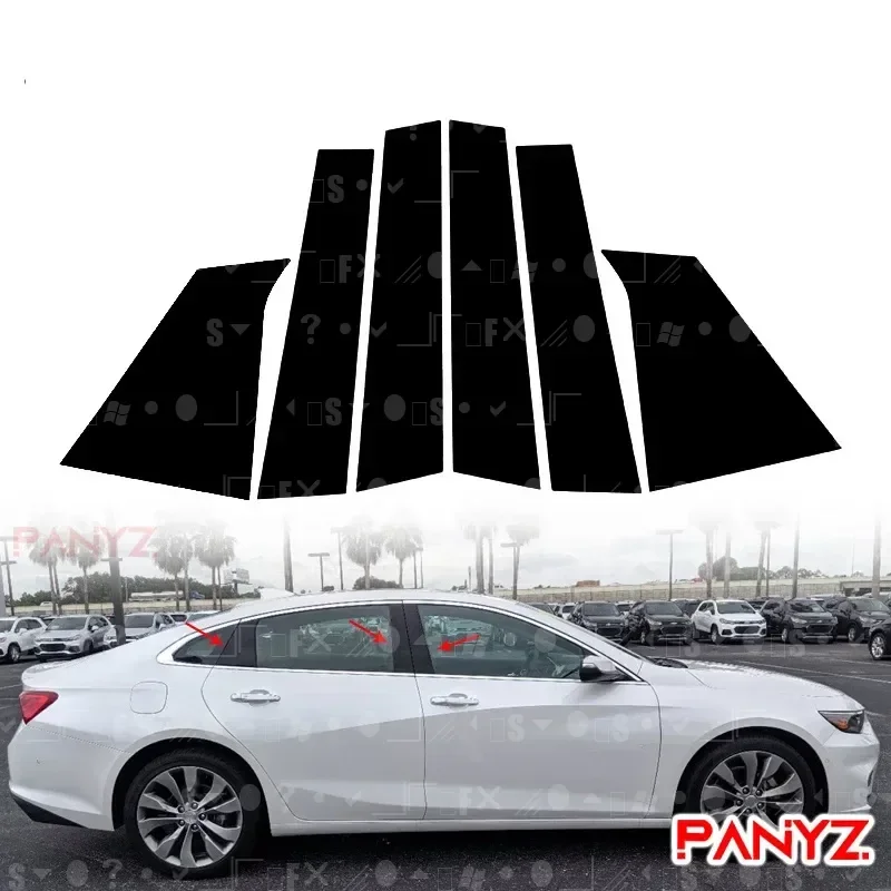 

6Pcs Car Window Pillar Posts Door Trims Cover Decoration Sticker Glossy Black for Chevrolet Malibu 2016 2017-2021 Carbon Fiber