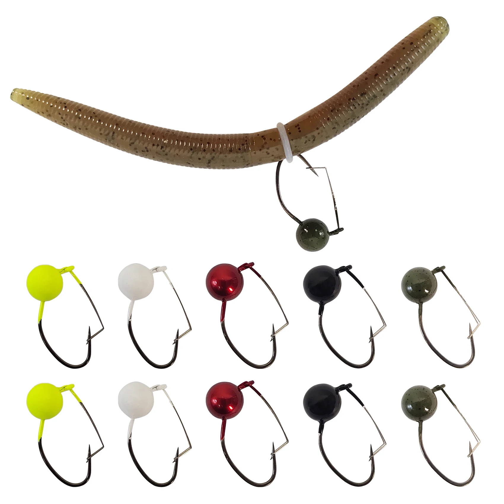 Aventik Weedless Wacky Rig Haken Wacky Jig Heads Weedless Angelhaken Wurmgewichte Haken für Barschangeln 10 Stück – Detail 1