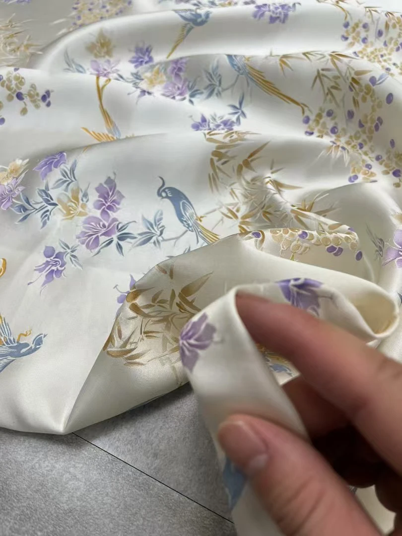 Swallow Branch Silk Rayon Jacquard Fabric New Chinese Style Top Suit Cheongsam High-End Fabric