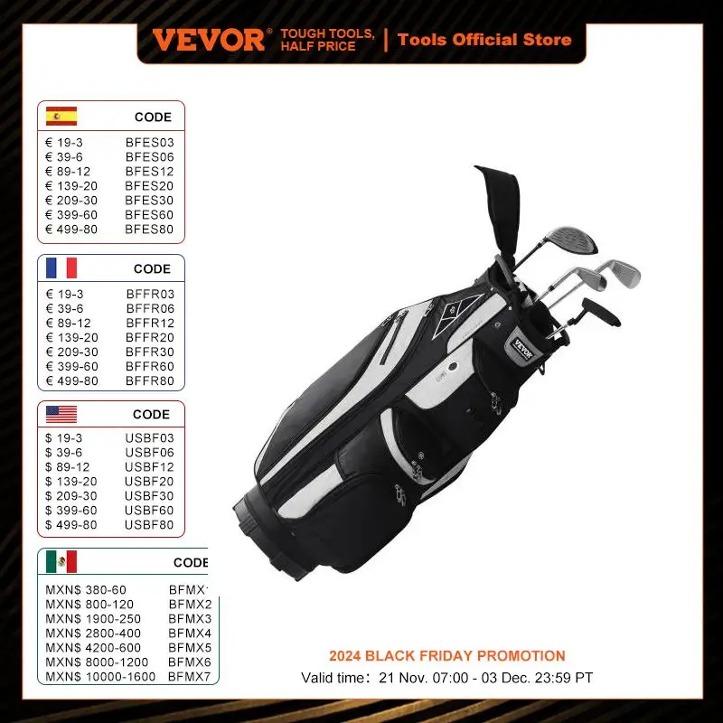VEVOR Golf Cart Bag with 14 Way Organizer Divider Top Pockets Premium Cart Bag, Durable Golf Bags with Handles&Detachable Straps