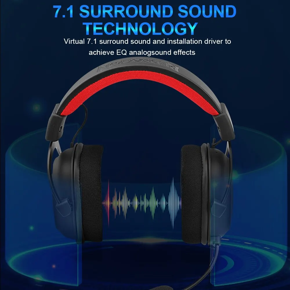 REDRAGON ZEUS X H510 RGB Gaming USB Headphone Noise Cancelling, 7.1 Surround Compute Headset auricolari microfono per PC PS4