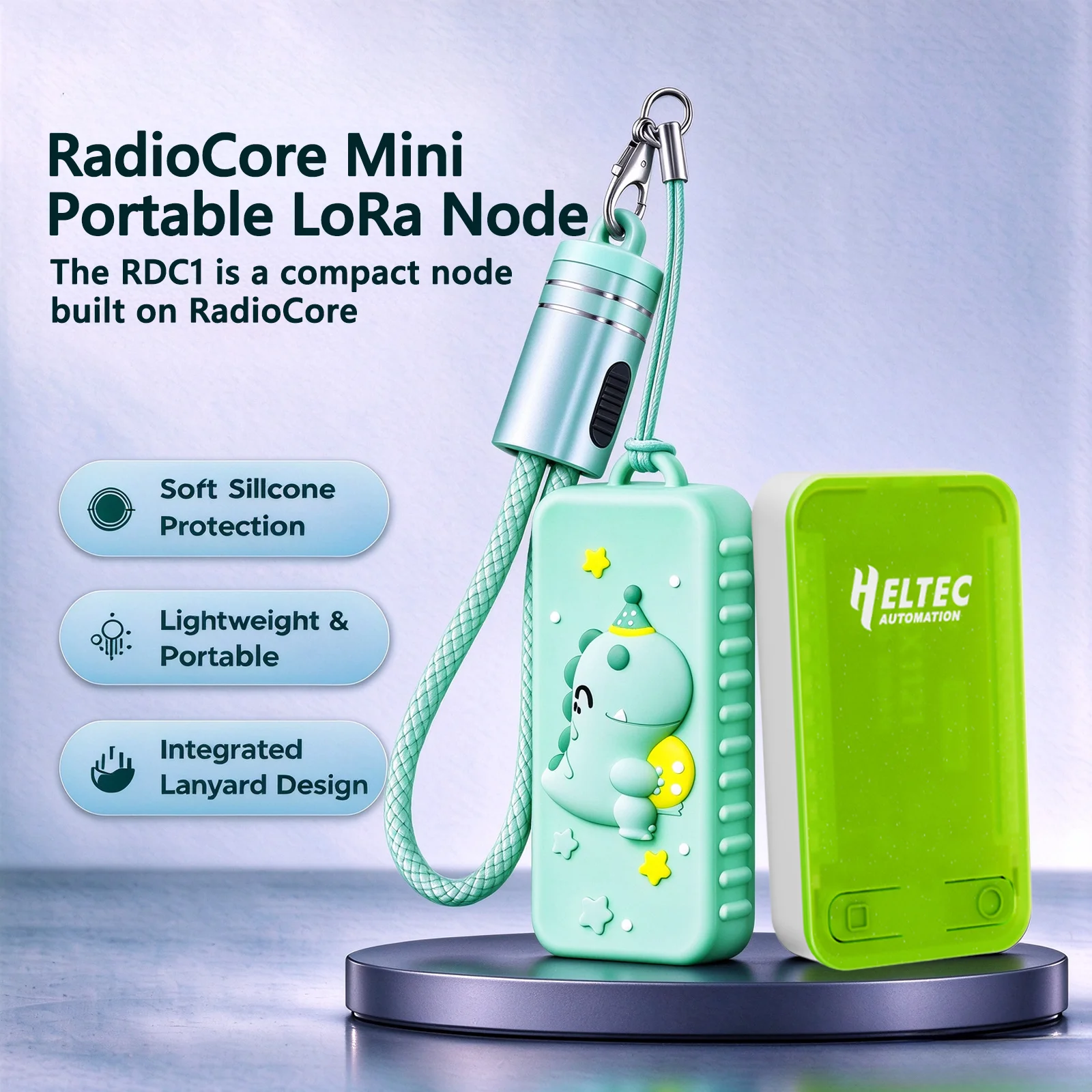 RDC1 Heltec Silicone Protective Case for RadioCore Mini Portable LoRa Node with Soft Sleeve Protector Shell USB‑C Lanyard