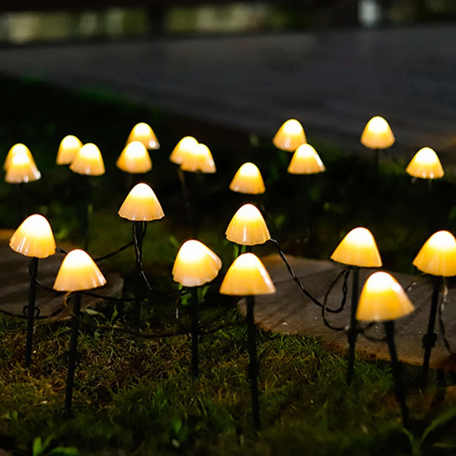 Solar lawn light, LED color light, outdoor plug-in mushroom light string, atmosphere light, courtyard light