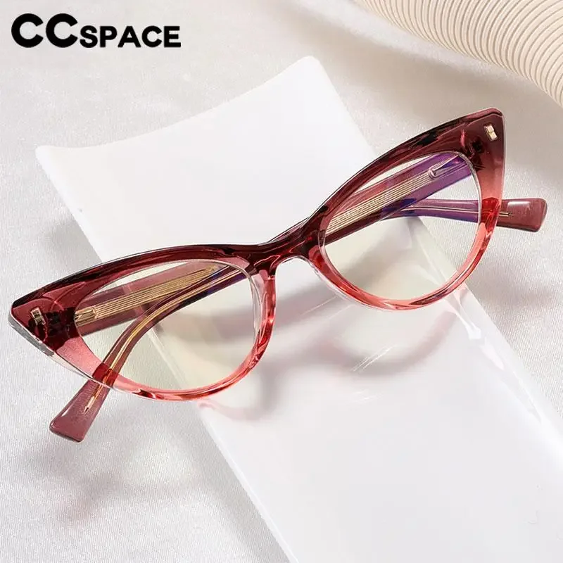 57362 Gradient Color Cat Eye Anti Blue Light Glasses Fashion Rivet Optical Spectacles Frames Spring Hinge Prescription Eyeglass