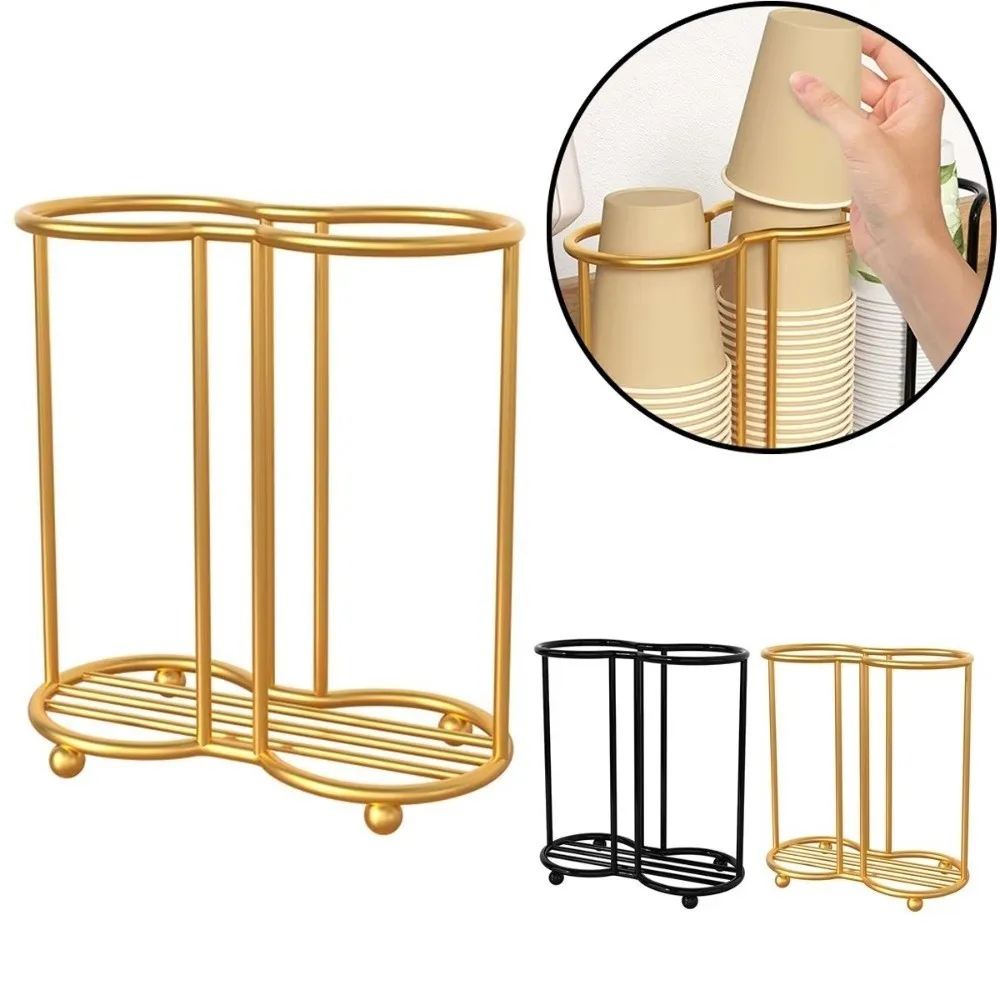 Stainless Steel Disposables Cups Picker Multifunctional Save Space Cup Storage Rack Large Capacity Simple Paper Cup Holder 3