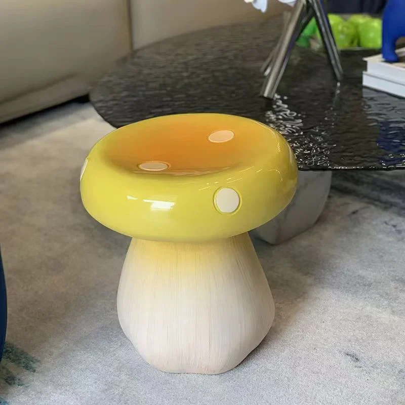 

#r.Shaped Short Stool: Red Mushroom - Versatile Shoe - Changing Stool & Creative Home Decor Accent y