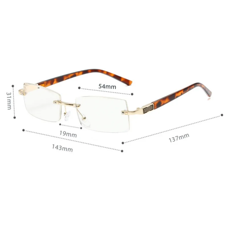 قطعتان من نظارات القراءة بدون إطار للرجال مضادة للضوء الأزرق وصفة طبية بدون إطار نظارات كبار السن