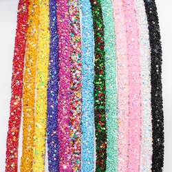 1yards Christmas Color Glitter Rhinestones Sequins Trimmings Soft Tube Cord Rope DIY Garment Shoes Party Decoration Wedding