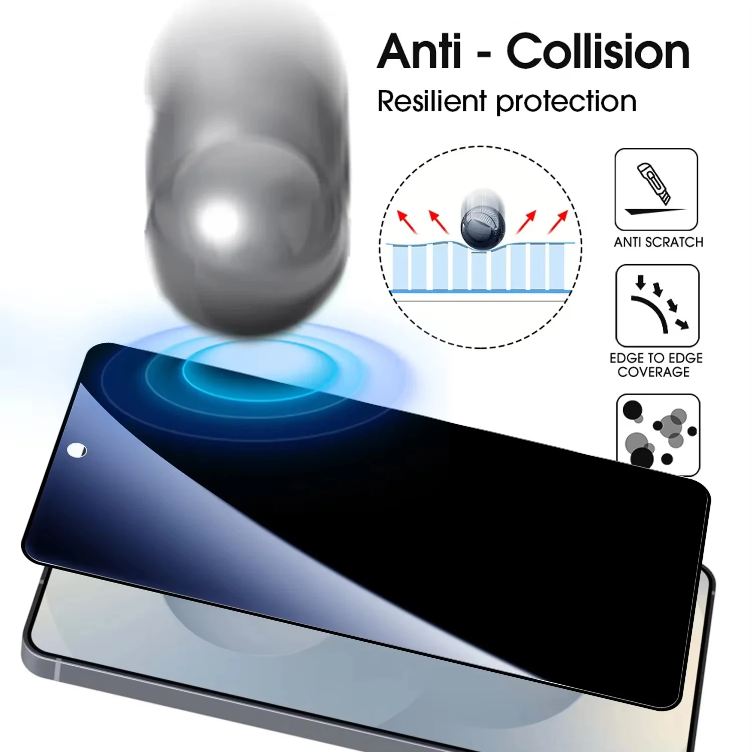 4 Stück Sichtschutz aus gehärtetem Glas für Samsung Galaxy S26 Ultra S25 S24 Plus S23 S22 S21 Anti-Spionage-Displayschutzfolie Fingerabdruckfunktion – Detail 2