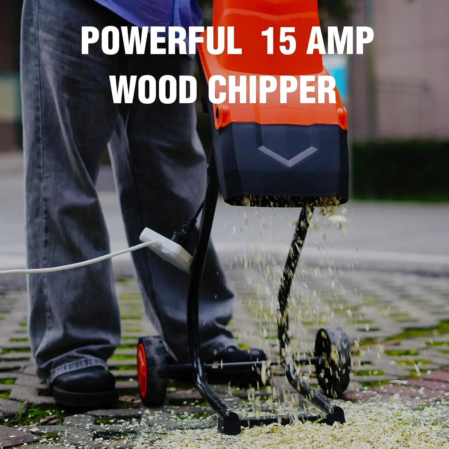 ماكينة تقطيع الخشب الكهربائية بقطر 15 أمبير، سعة قطع 1.8 بوصة للتثبيت والسماد، ماكينة تقطيع نفايات الفناء مع كول