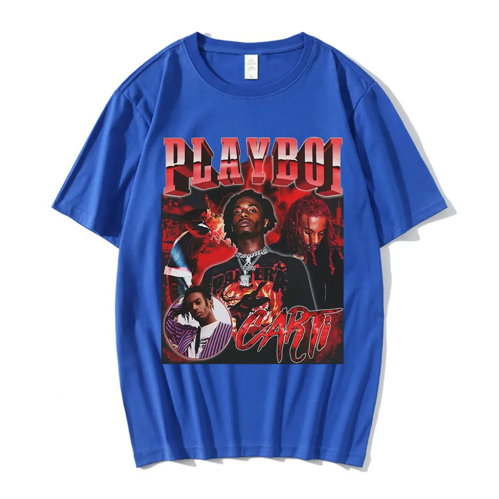 Hip Hop Rapper Playboi Carti T shirt Men Women Graphic Print T-shirts Oversized Streetwear Short Sleeve Male Cotton T-shirt