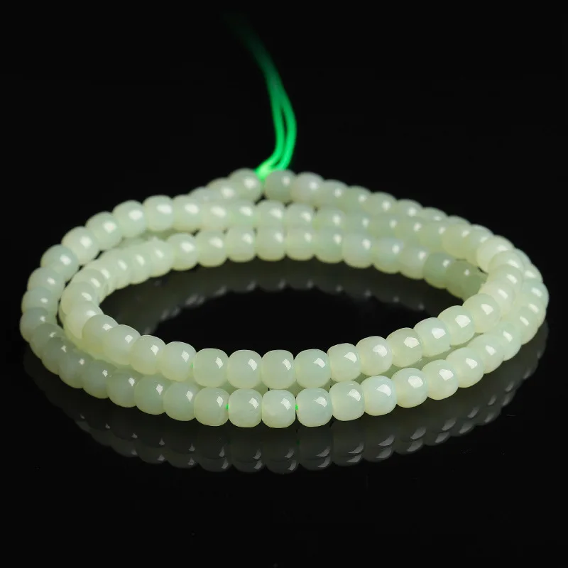 

Hetian and White Jade Old 108 Necklace Bracelet Buddha Beads Rosary Qinghai Material Emerald Green Multi-Circle Wome