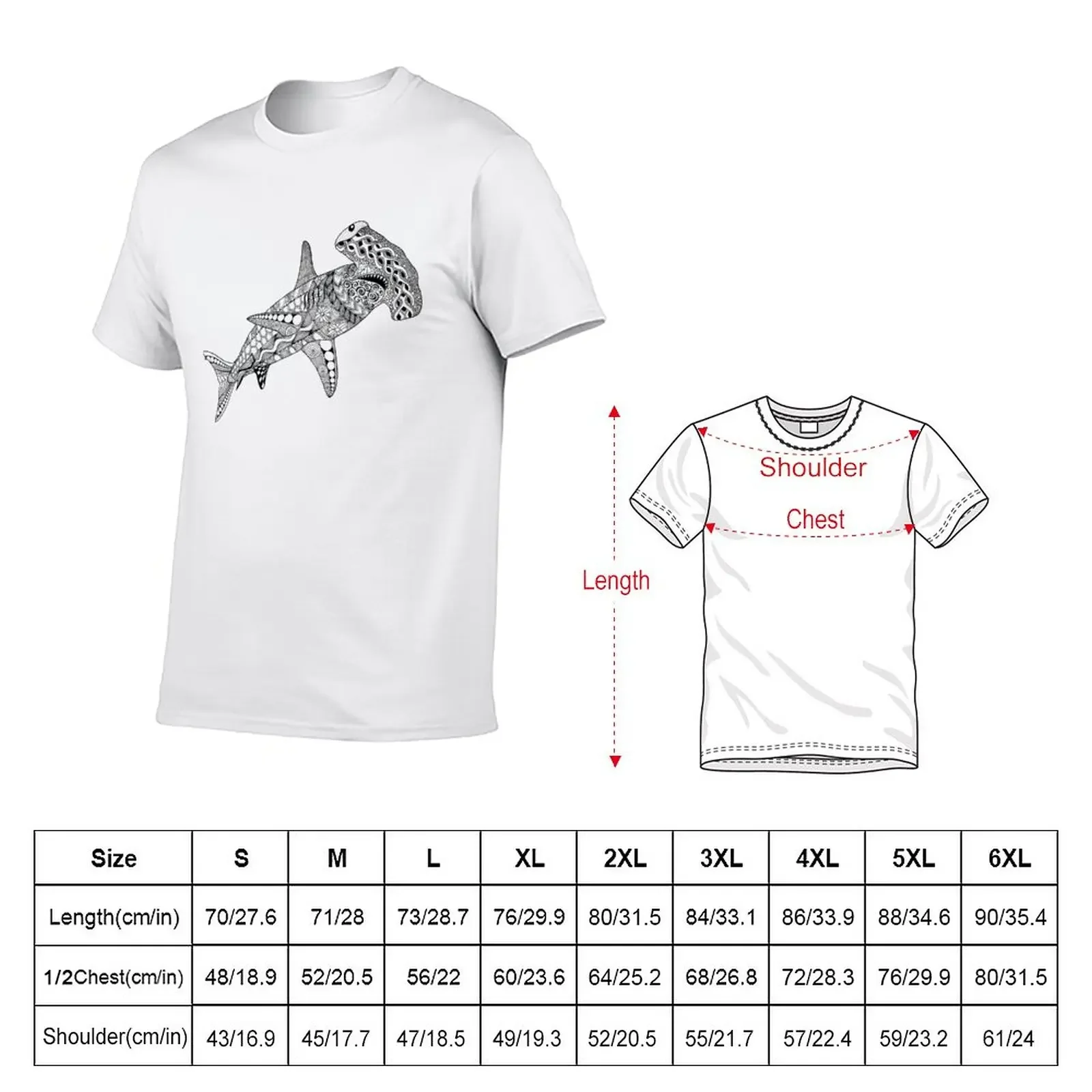 Black & White Hammerhead Shark T-Shirt summer top korean fashion boys whites workout shirts for men