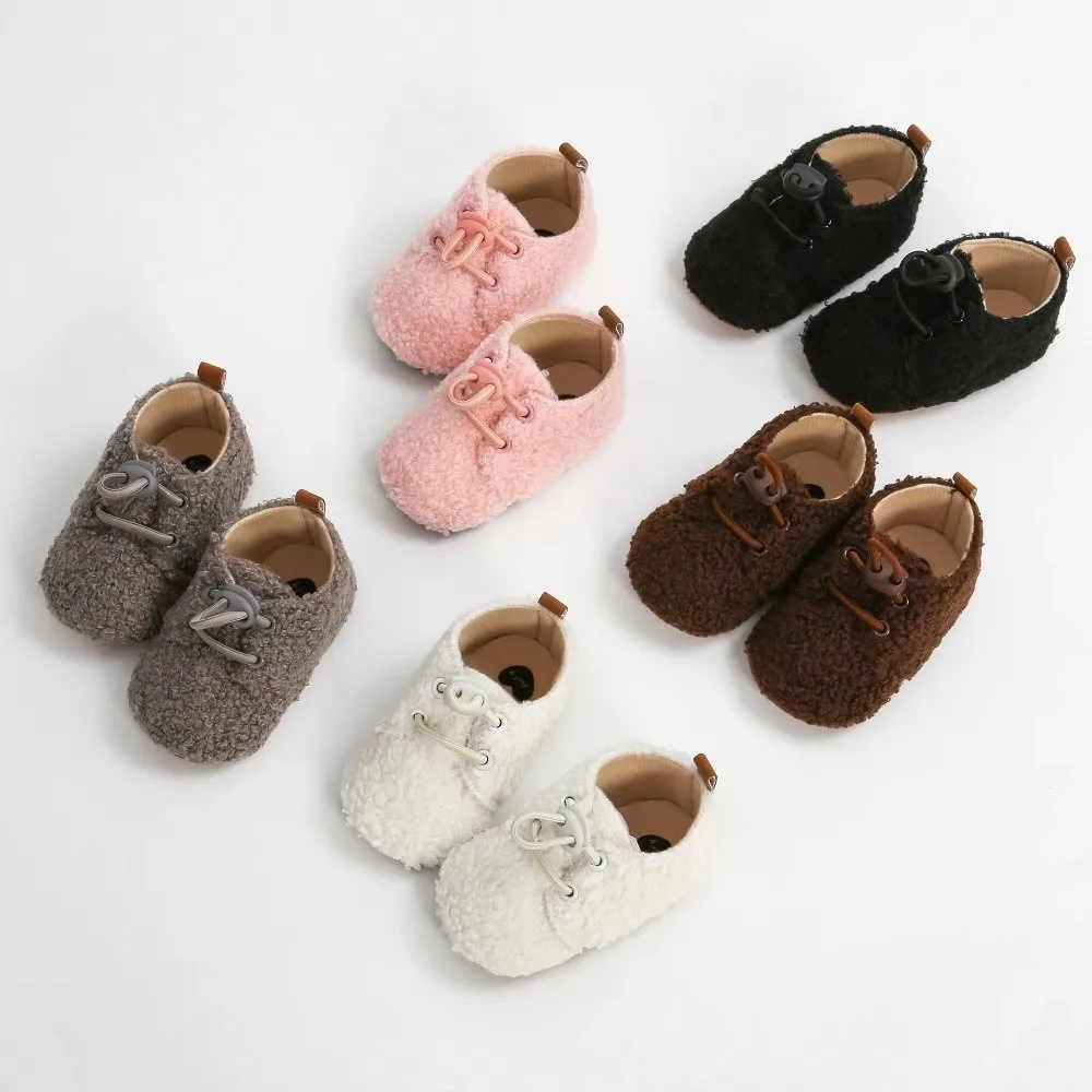 New Anti-Slip Booties Fluff Material Cashmere Lining Toddler Shoes First Walking Warm Insulation Winter Shoes Winter Indoor