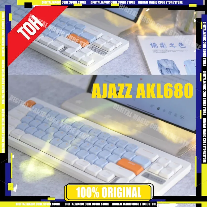 

AJAZZ AKL680 65% игровая механическая клавиатура Ультратонкая беспроводная 5.1 Низкопрофильная 2,4G Bluetooth-клавиатура Mac Windows Ноутбук Подарки