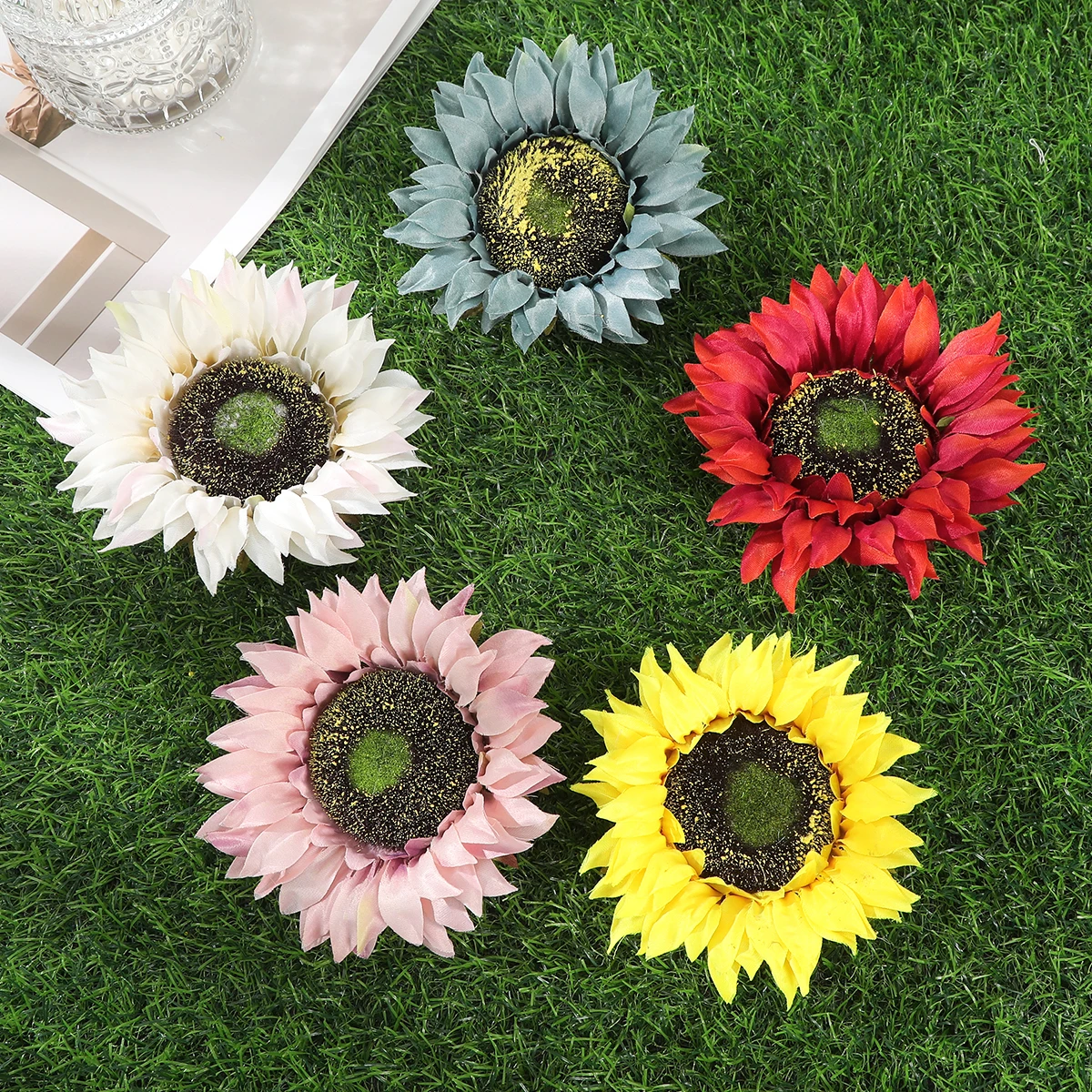 AWAYTR Large Colorful Sunflower Hairpin Farbic Floral Hair Clips Valentine Headwear Girl Hair Accessories Festival Gift