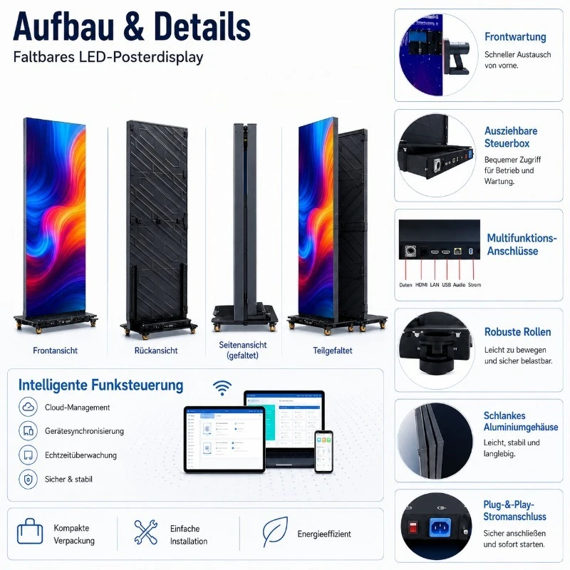Full Color Movable Indoor HD LED Poster Screen Foldable LED Display for Retail Store Advertising Portable Advertising Solution view 3