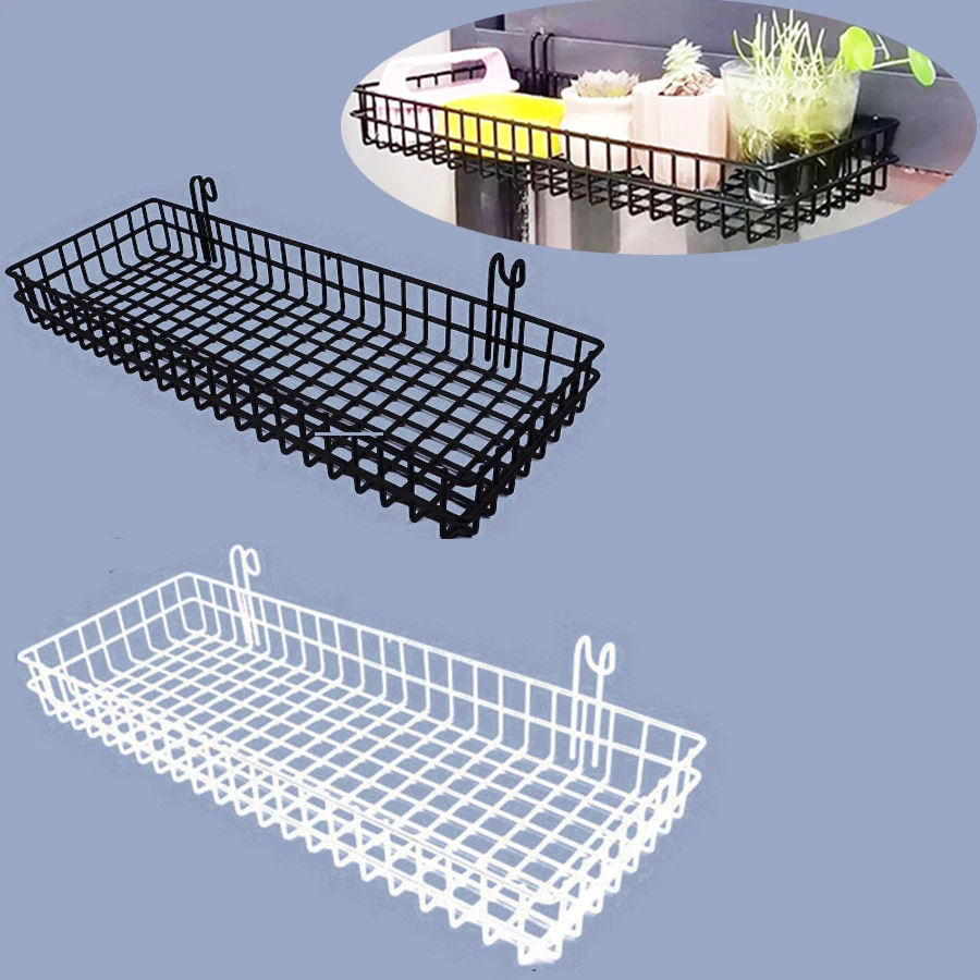 Black/white iron Mesh storage Rack Home Flowerpot Storage Security Window Hanging Basket Photo Wall accessories Iron Goods Displ