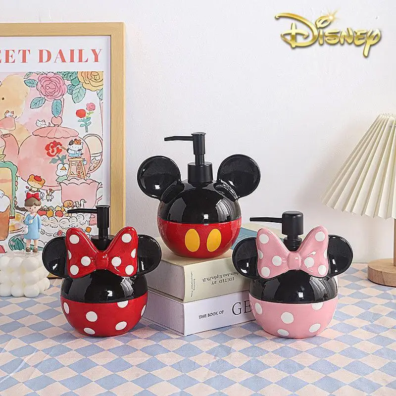 Disney Mickey Mouse Minnie Press Bottle Extra large capacity hand sanitizer bath gel lotion empty bottle Christmas Gift For Kids