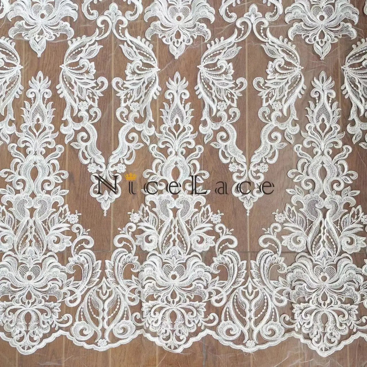 1Yard 2022 Nicelace High Quality Butterfly Embroidery Lace Fabric With Sequins And Cording Bridal Wedding Dresses Spose Gowns