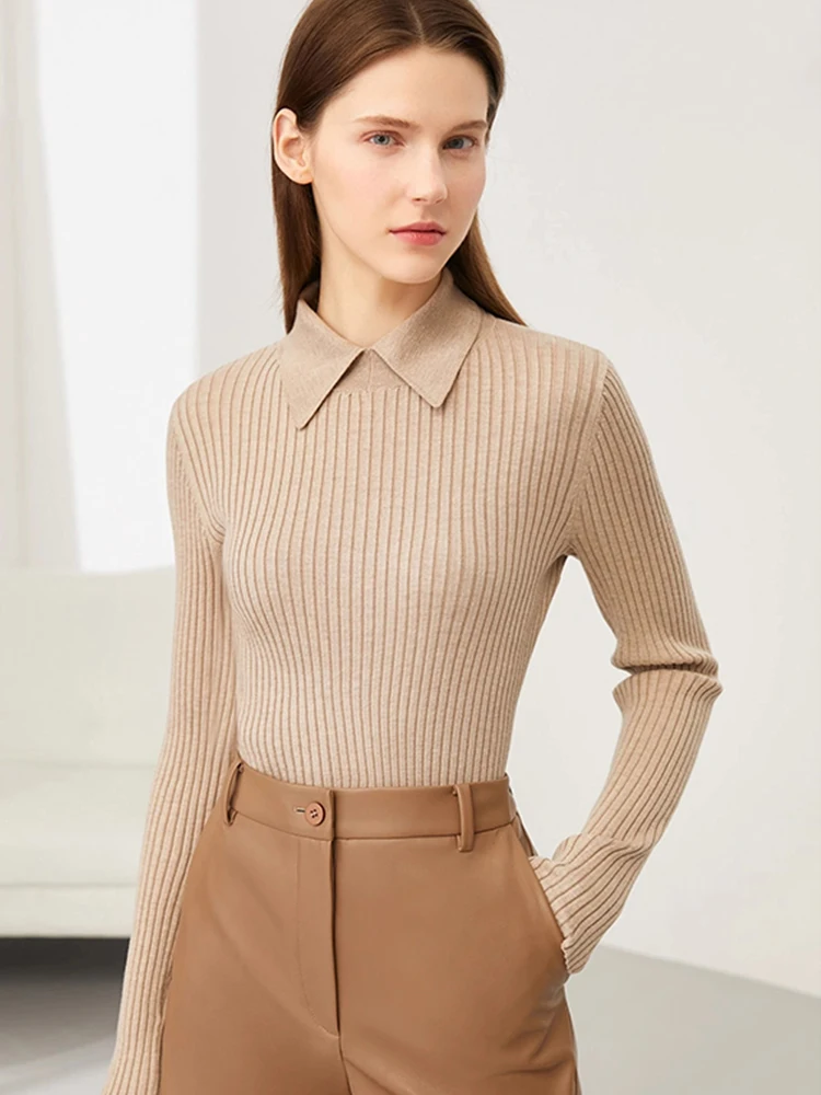 Casual wollen gebreide trui Omgeslagen kraag Slim Fit Basislaag irt Faionable Herfst Winter Warm Comfortabel breigoed