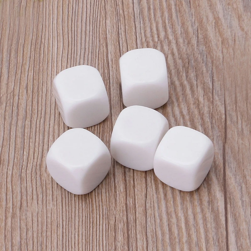 20mm 0.78In Blank Pack 6 Sided D6 Faces Children Kids Puzzle Board Game Toy Square Corner KTV Bar Dices