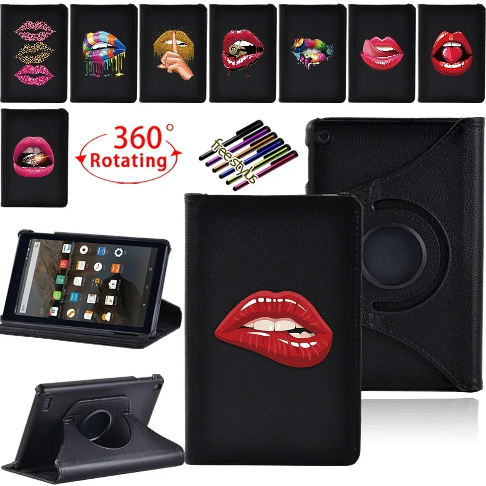 Universal Tablet Case for Fire 7 7th Gen 2017/5th Gen 2015/9th Gen 2019 Teeth Pattern 360 Degree Selectable Case