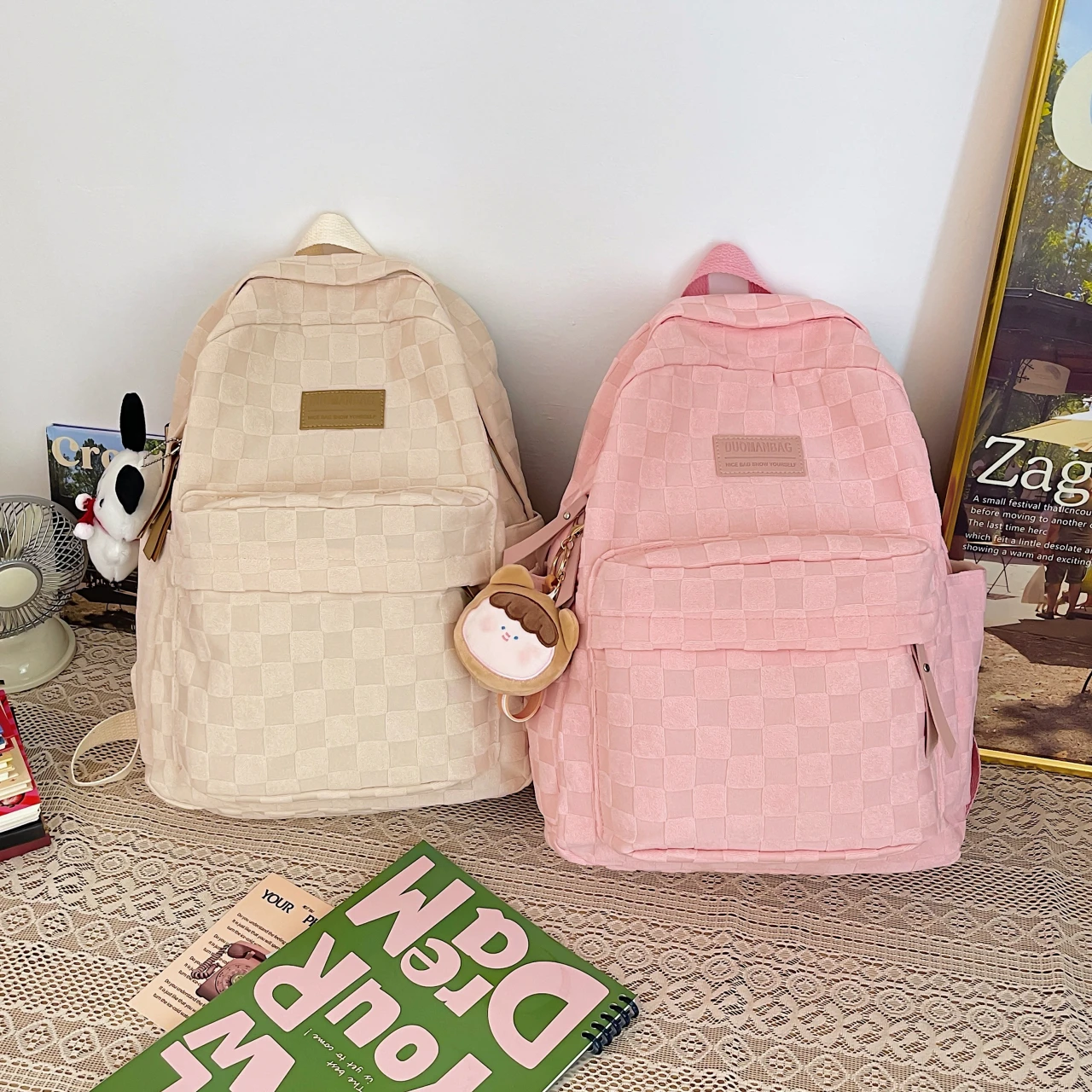 Mochila de nailon de gran capacidad para mujer, bolso escolar para estudiantes de secundaria, con múltiples bolsillos