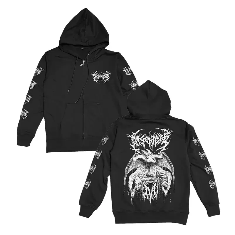 

Mens Hoodies Disentomb Heavy Metal Zipper Hoodies Hooded Y2k Vintage Hip Hop Streetwear Hoodie Oversized Zip-up Hoody Coats