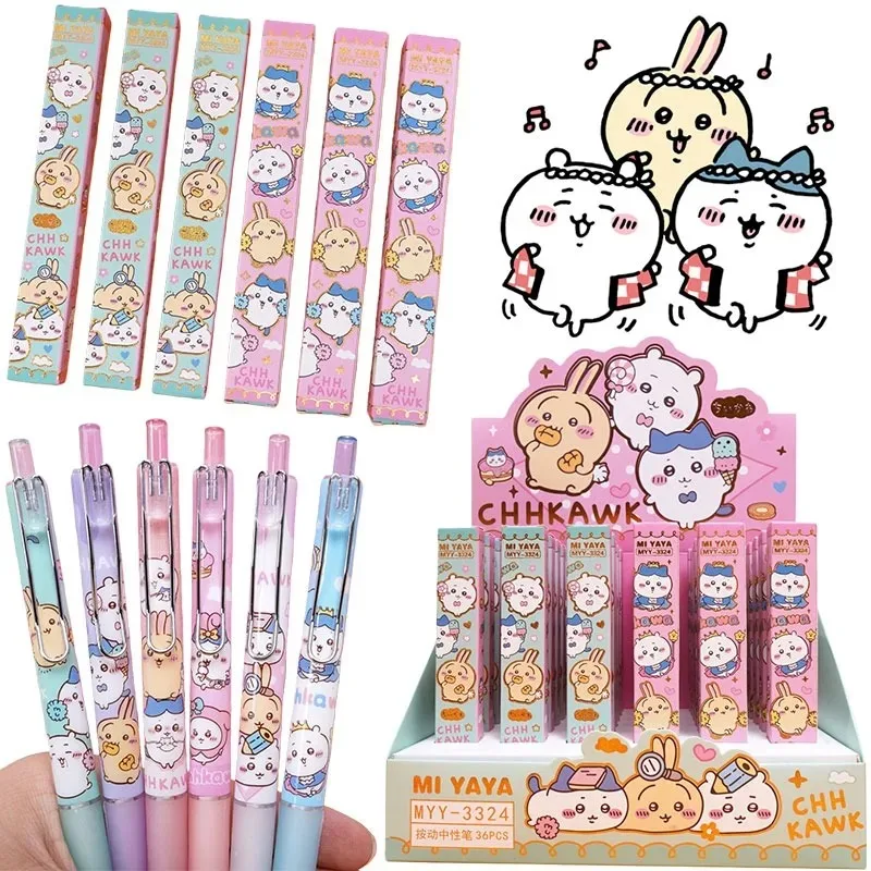 

Chikawa Gel Pens Cartoon Pressing Pen Black Water Ink 0.5mm Cute Signature Pen Stationery Student School Office Supplies Gift