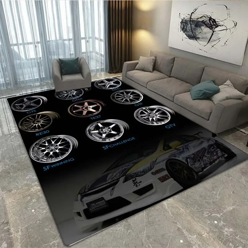 BBS racing 3D printed carpet, living room and bedroom decorative carpet, kitchen and bathroom anti-skid floor mat, door mat-Rug