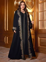 TOLEEN 2024 Plus Size Elegant Sequin Water Soluble Lace Decorated Long Flare Sleeve Coat With Matching Dresses For Spring/Summer