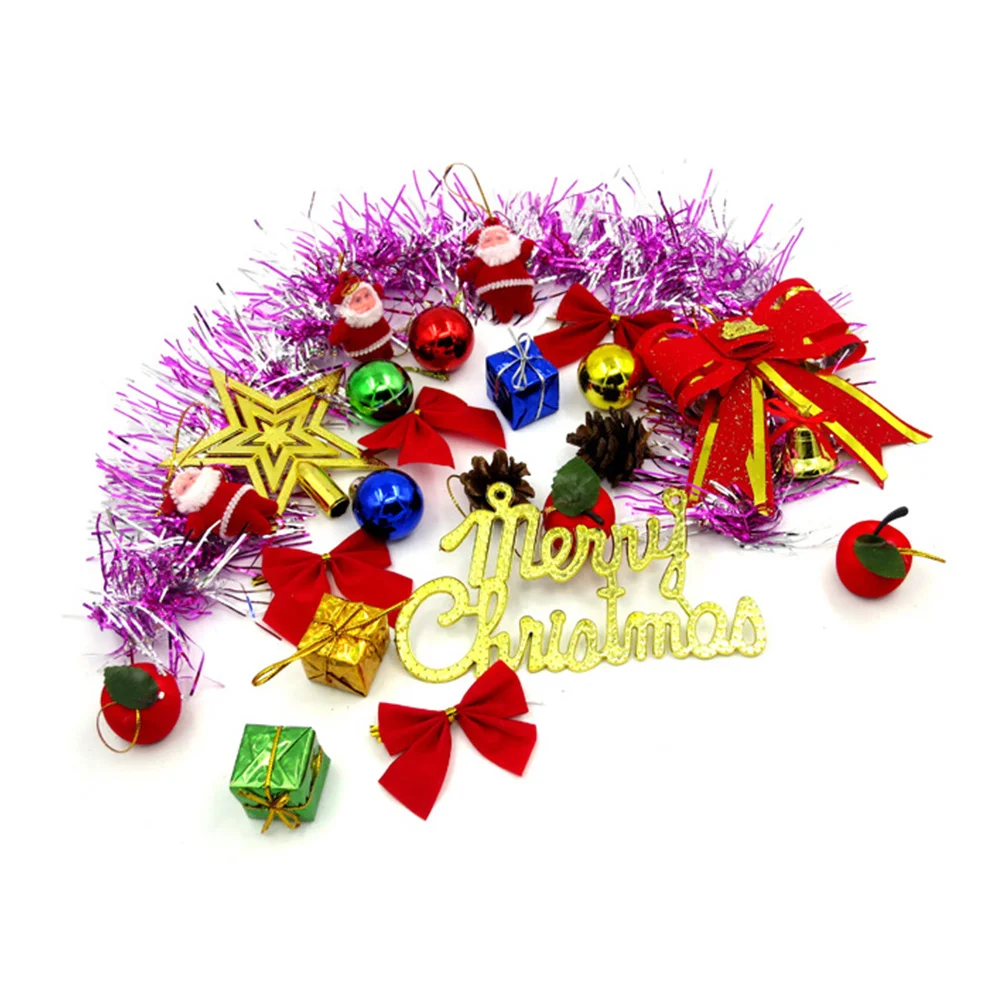 

25Pcs Christmas Tree Mini Set Solid Wood Base LED Spherical Light Xmas Party Ornament Desktop Decoration Christmas Ornaments