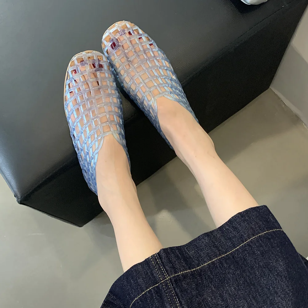 Modne siatkowe damskie baletki Mary Jane Letnie buty do chodzenia Kobiety Jelly Flats Mesh Ballet Flats Square Toe Fashion Flat