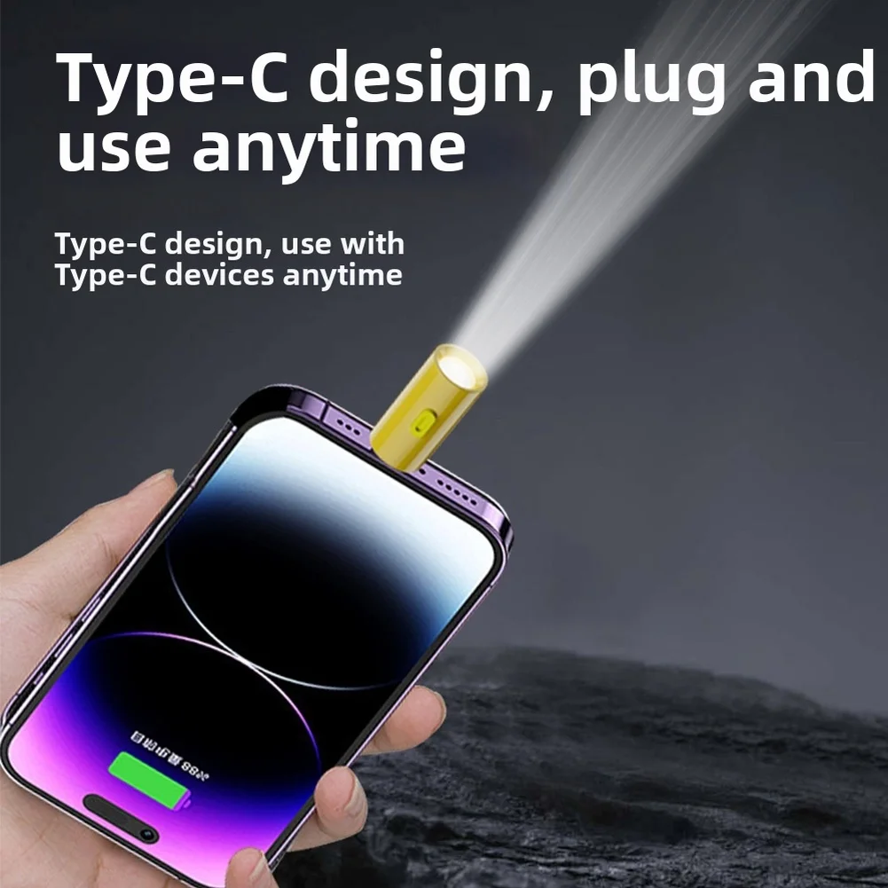 Pocket LED Torch Mini LED Flashlight For Outdoor Activities Type-C Powered Plug-and-play Design For Type-C Devices