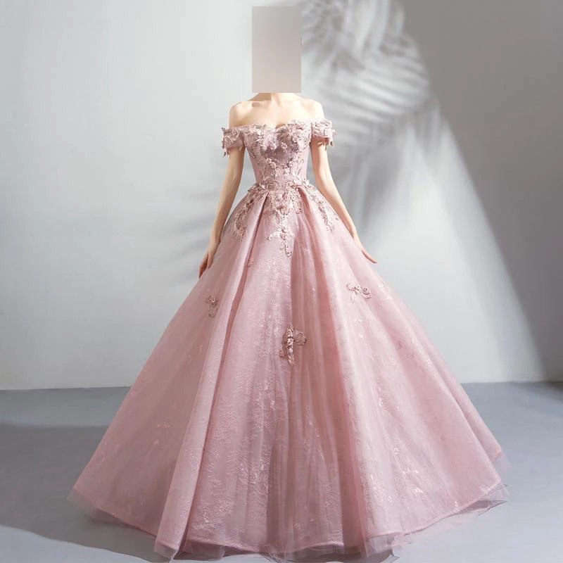 ที่กําหนดเองสีชมพู Ball ชุด Quinceanera ชุด Appliques Tulle ปิดไหล่พรหมวันเกิด Party Gowns อย่างเป็นทางการ Vestido De 15 Anos