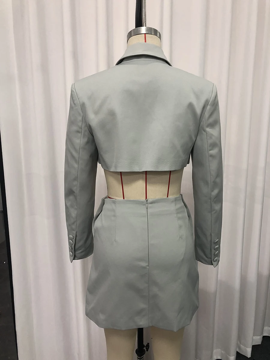 TWOTWINSTYL الصلبة تقسم الترتر قطعتين مجموعات للنساء التلبيب طويلة الأكمام البنطال القصير تنورة عالية الخصر مجموعة الموضة الإناث جديد #6