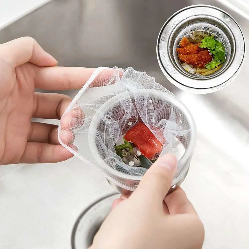 30pcs Kitchen Sink Strainer Bags Disposable Mesh Garbage Cleaning Filter Bag Hole Anti-blocking Garbage Bag For Food Residue