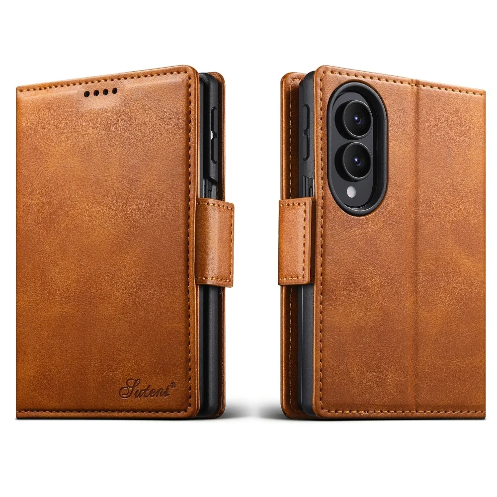 Retro Solid Color Leather Magnetic Flip Cover for Samsung Galaxy Z Fold 8 Ultra/Z Fold7 with Built-in Cash Pocket & Card Slots