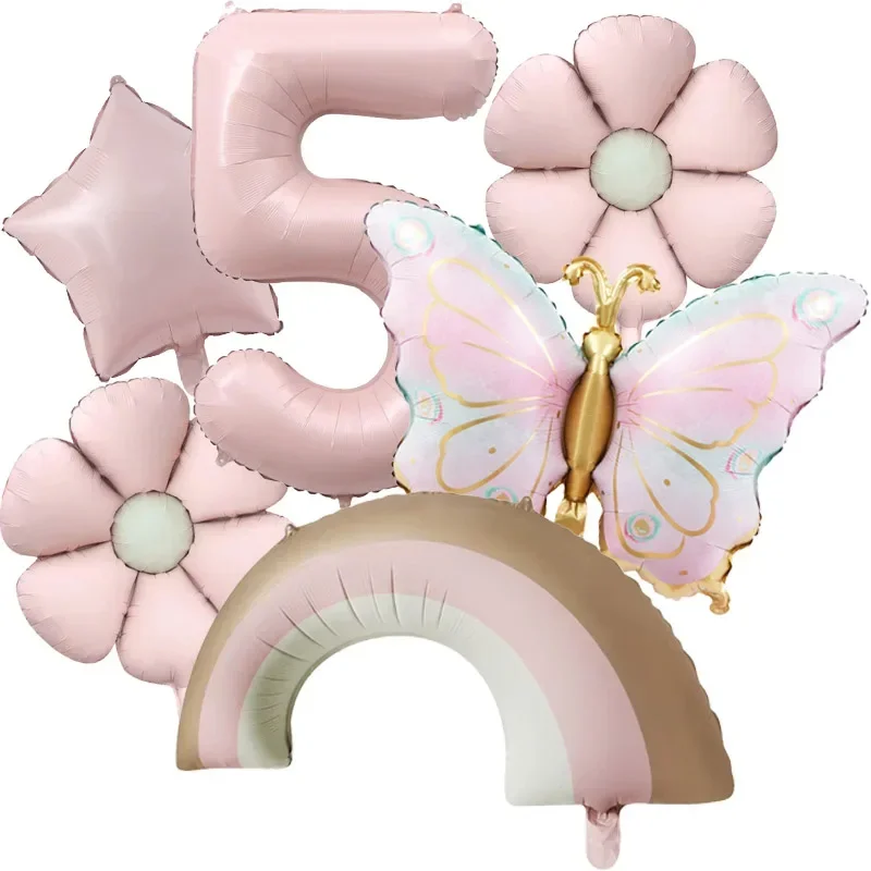 6 Stück Pastellrosa Schmetterling Aluminiumfolienballon für Mädchen Geburtstag Schmetterling Thema Hochzeit Party Dekoration Lieferungen – Detail 7