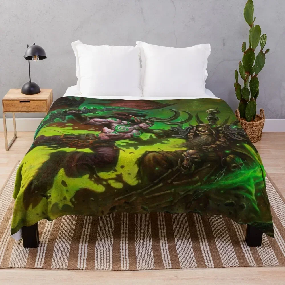 Illidan Stormrage Battles Guldan Throw Blanket Decoratives Travel Blankets