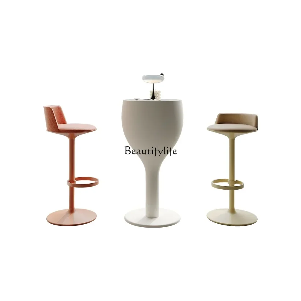 

Nordic modern simple wine glass bar table and chair combination high table milk tea shop home