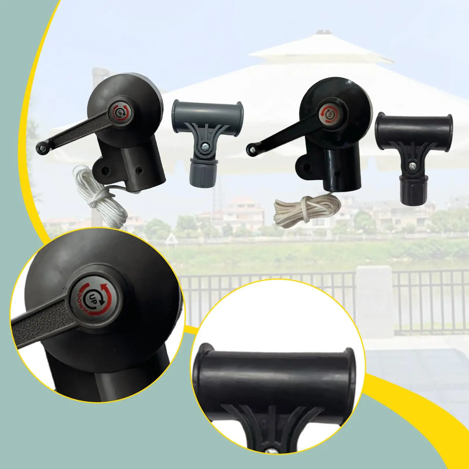 

Уличный зонт, кривошипная ручка, кронштейн рулевого управления, сменный стабильный солнцезащитный зонт, крепление для пикника, сада, пляжа, лужайки, бассейна