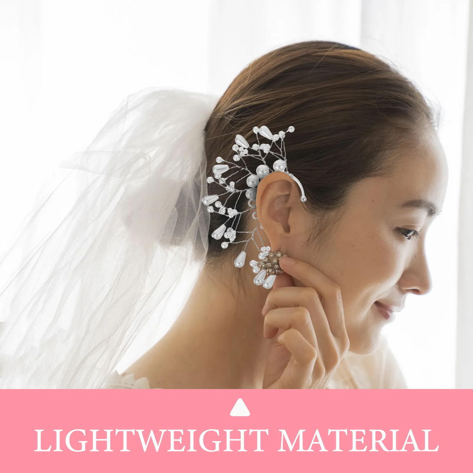 

1Pair Ear Cuff Fairy Design White Pearl Clip-on Earrings Non-Piercing Bridal Wedding Earrings for Brides Ear Cuff Jewelry