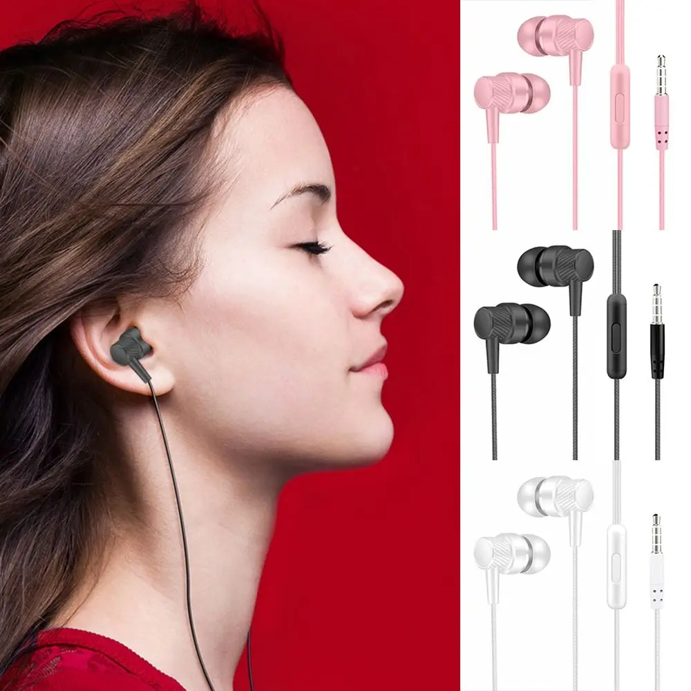 Portable 3.5mm In-ear Headphones Stereo in Ear Wired Headset Deep Bass Noise Canceling Earbuds