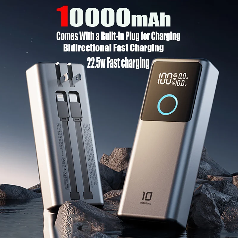 

100000mAh PD22.5W Power Bank Large Capacity Portable Powerbank AC plug Double Lines Fast Charger for iPhone Android Xiaomi